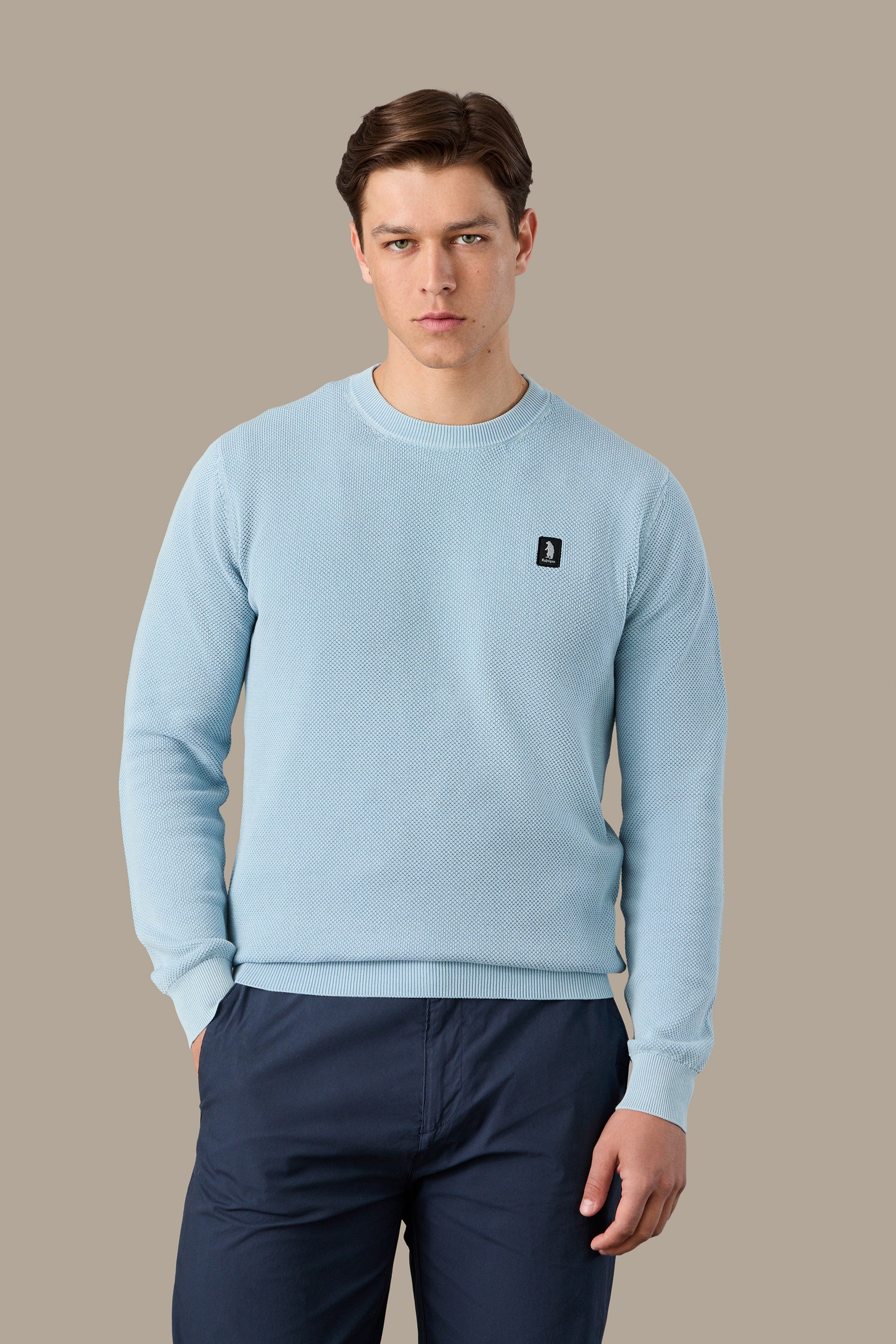 MAGLIA UOMO CREWNECK GRAIN OF RICE FOG | REFRIGUE
