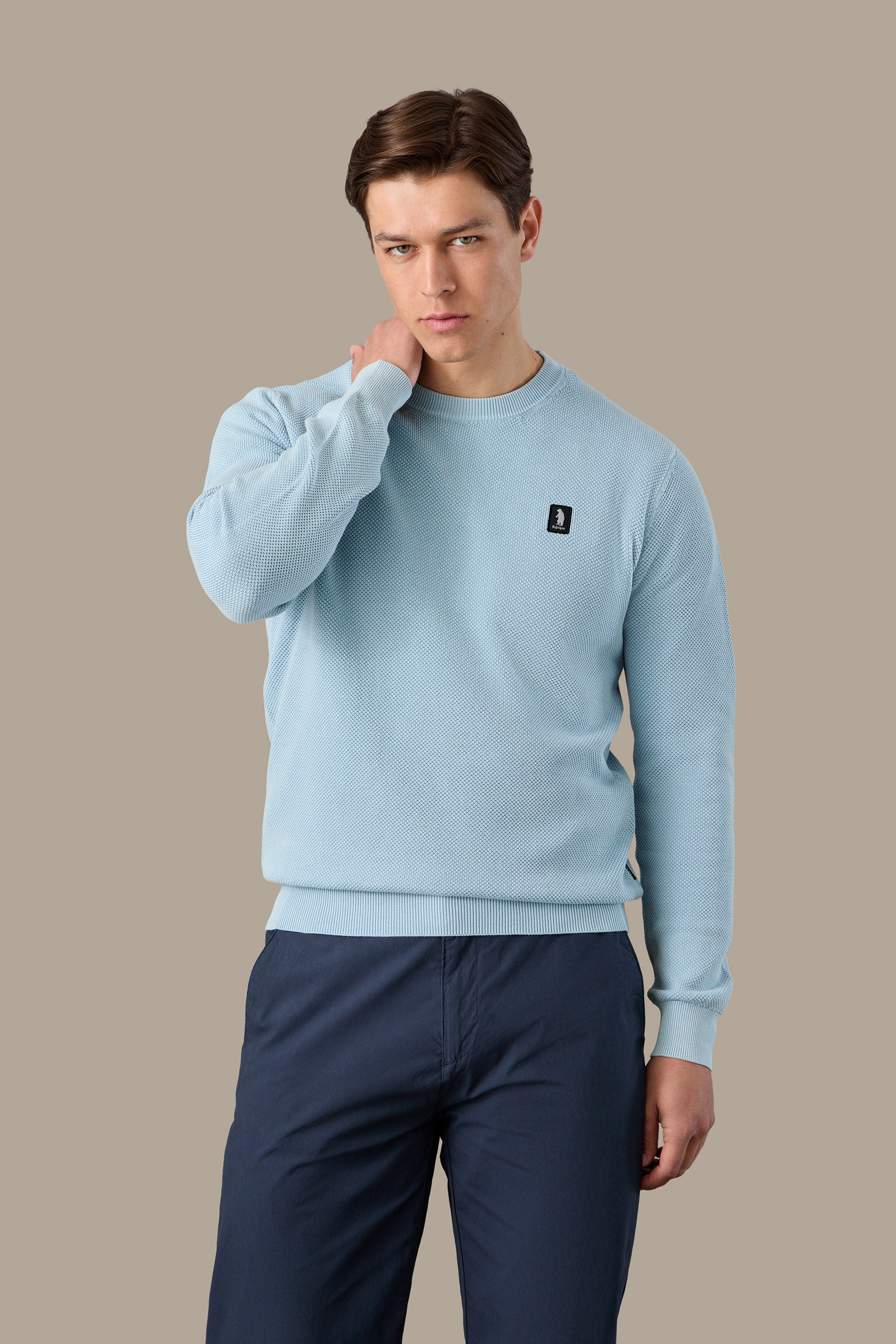 MAGLIA UOMO CREWNECK GRAIN OF RICE FOG | REFRIGUE
