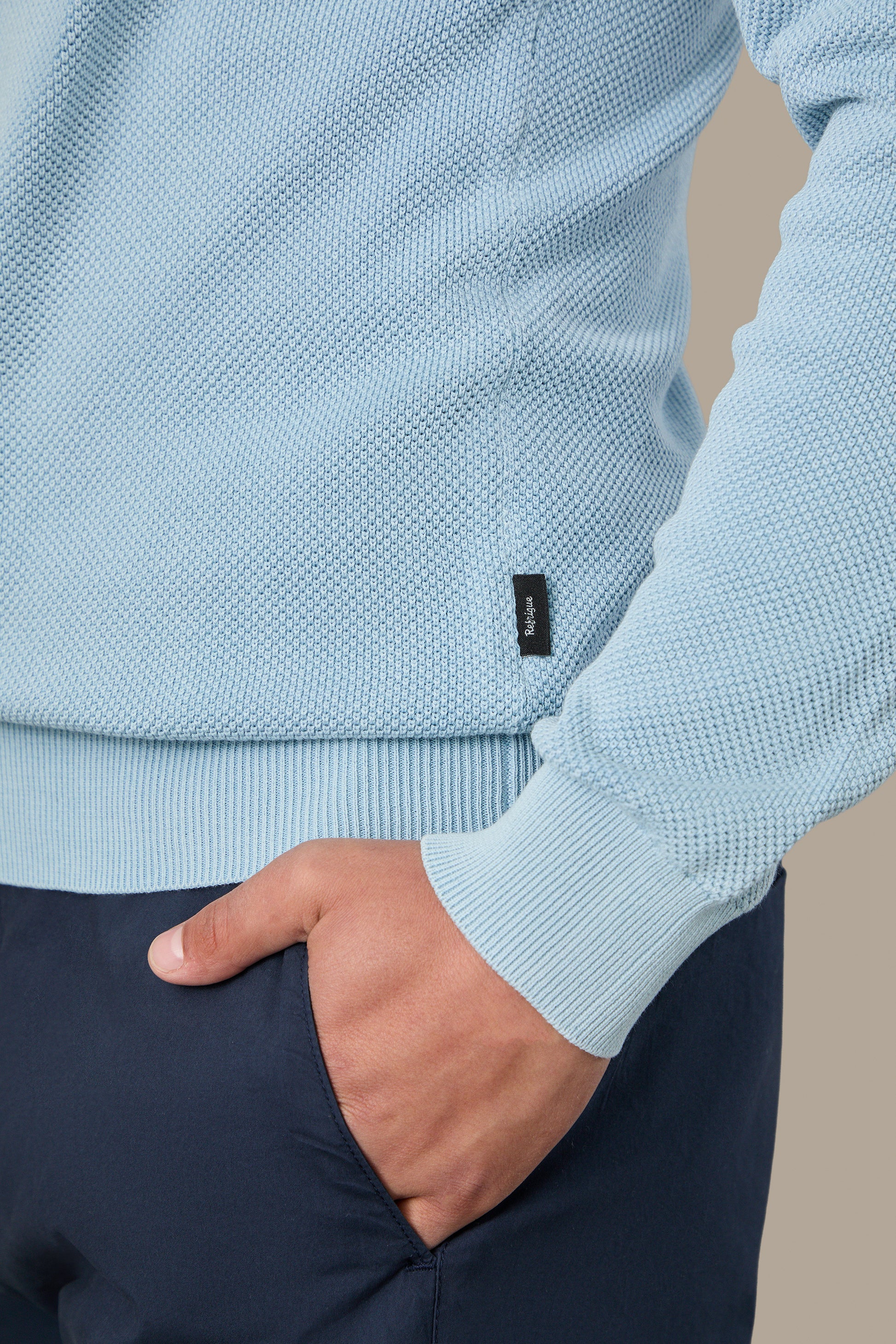 MAGLIA UOMO CREWNECK GRAIN OF RICE FOG | REFRIGUE
