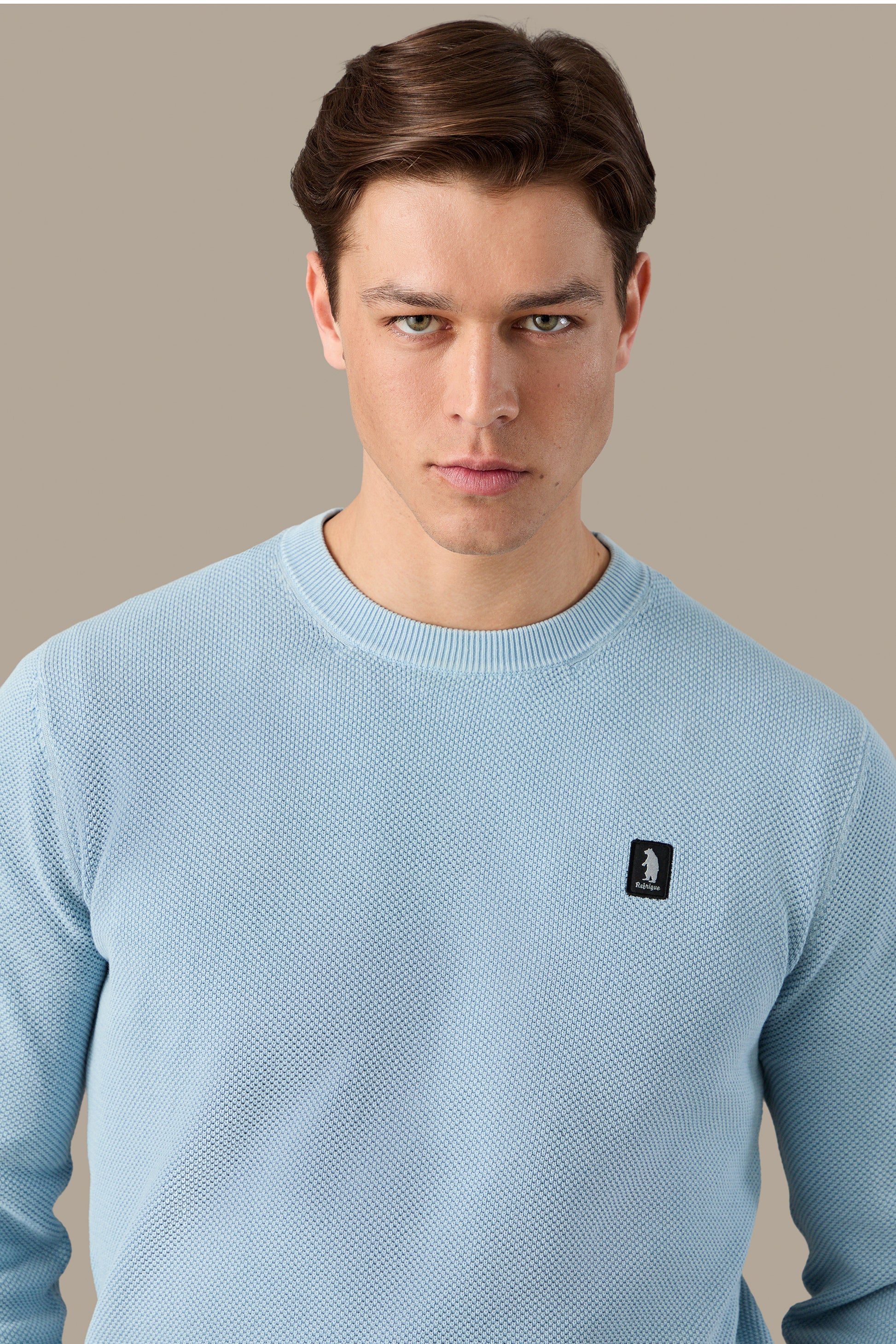 MAGLIA UOMO CREWNECK GRAIN OF RICE FOG | REFRIGUE
