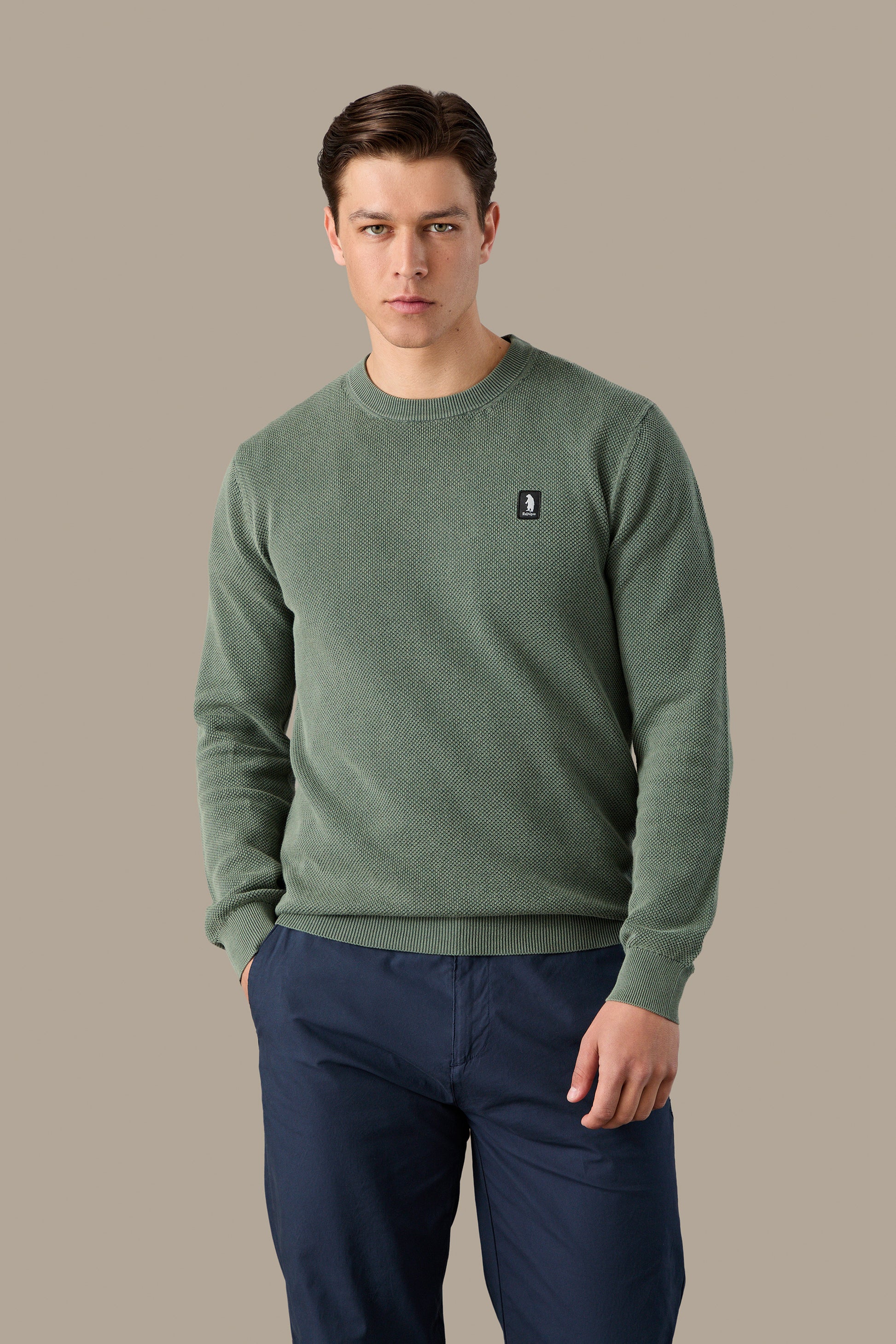 MAGLIA UOMO CREWNECK GRAIN OF RICE FOG | REFRIGUE
