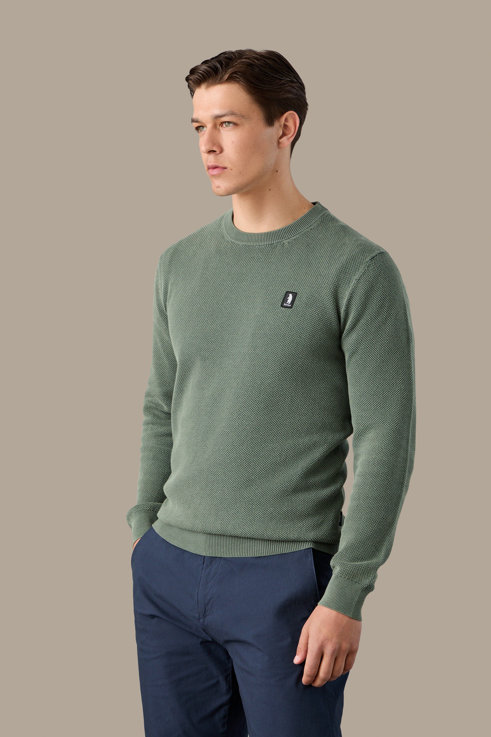 MAGLIA UOMO CREWNECK GRAIN OF RICE FOG | REFRIGUE
