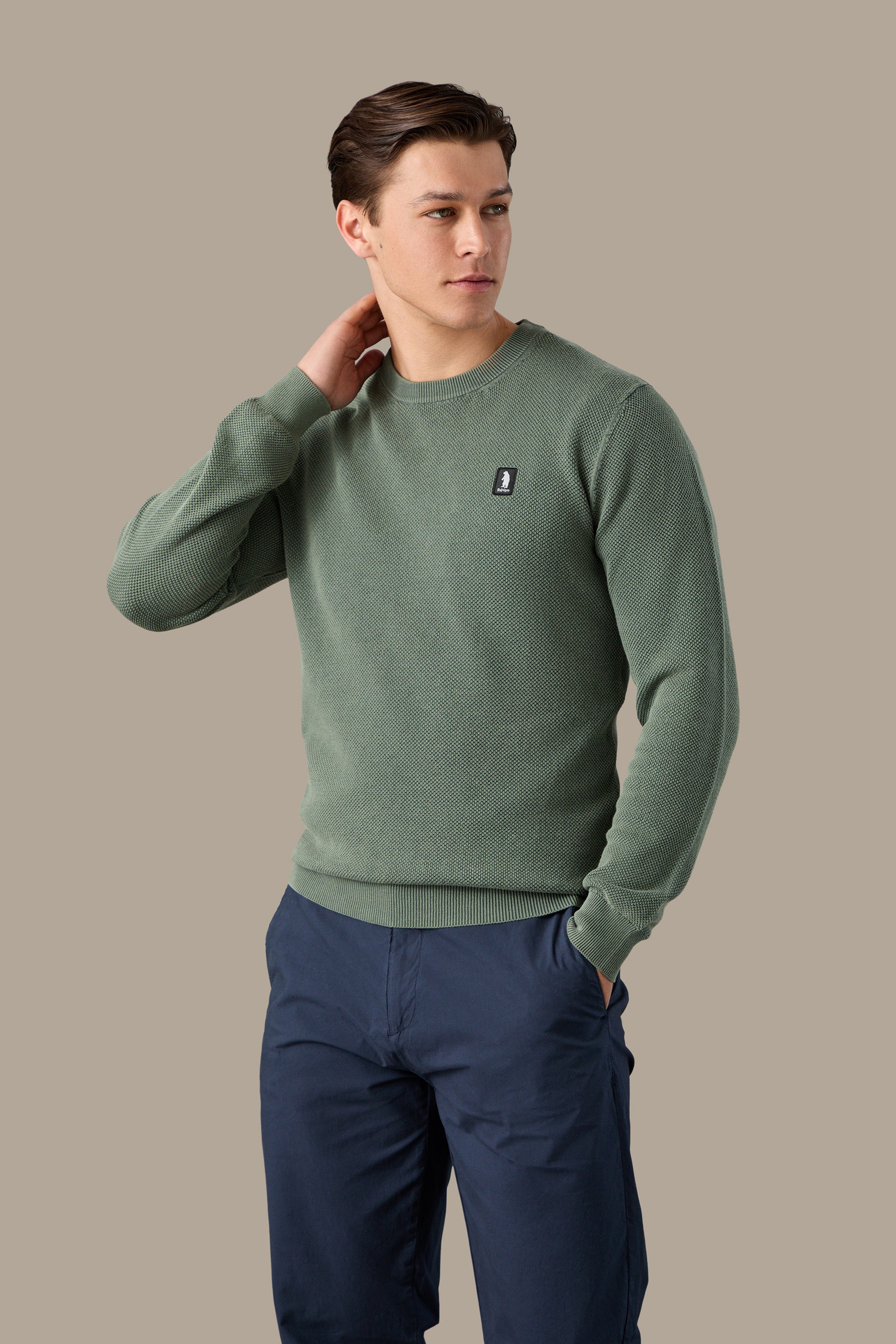 MAGLIA UOMO CREWNECK GRAIN OF RICE FOG | REFRIGUE
