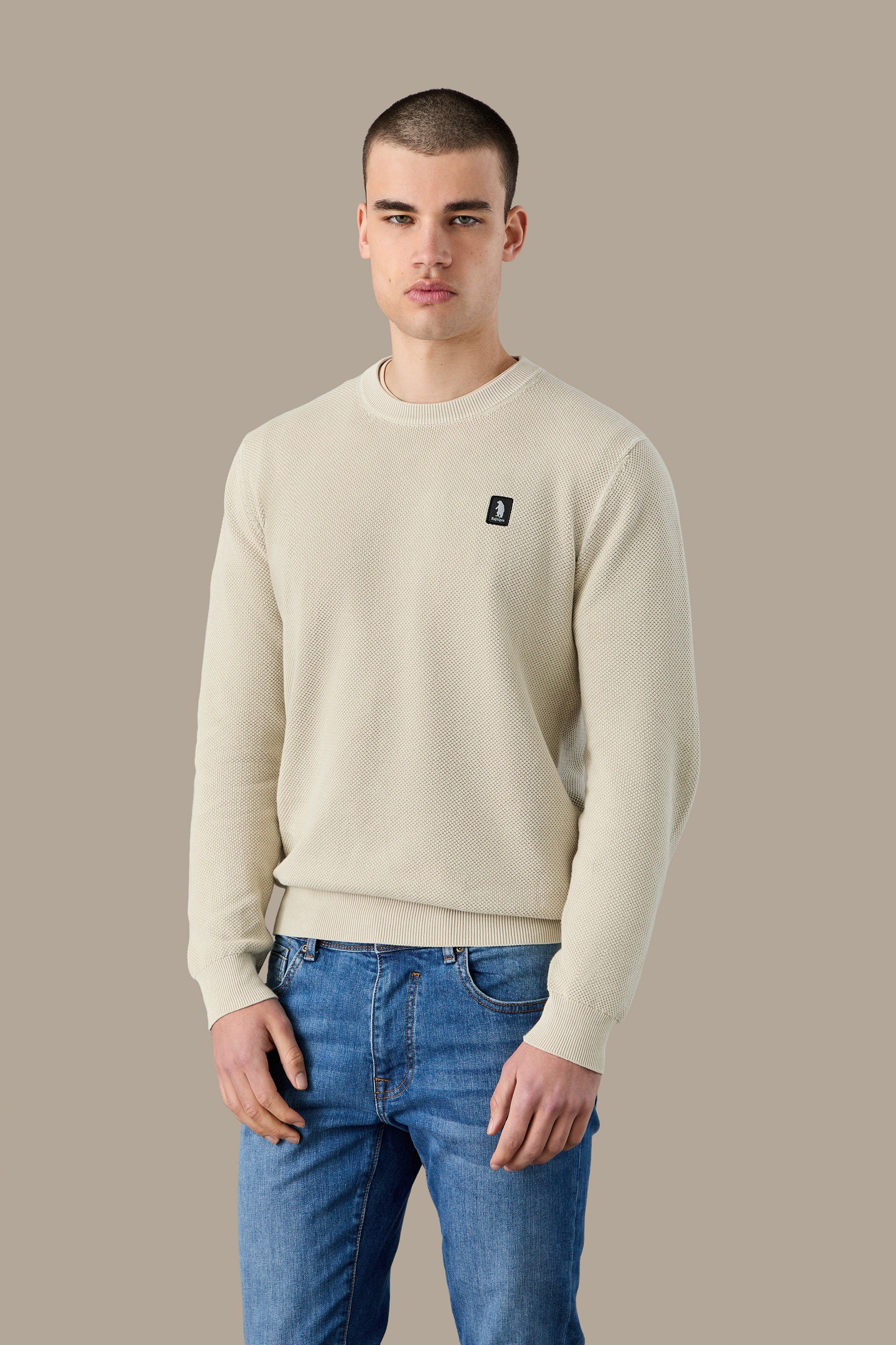 MAGLIA UOMO CREWNECK GRAIN OF RICE FOG | REFRIGUE
