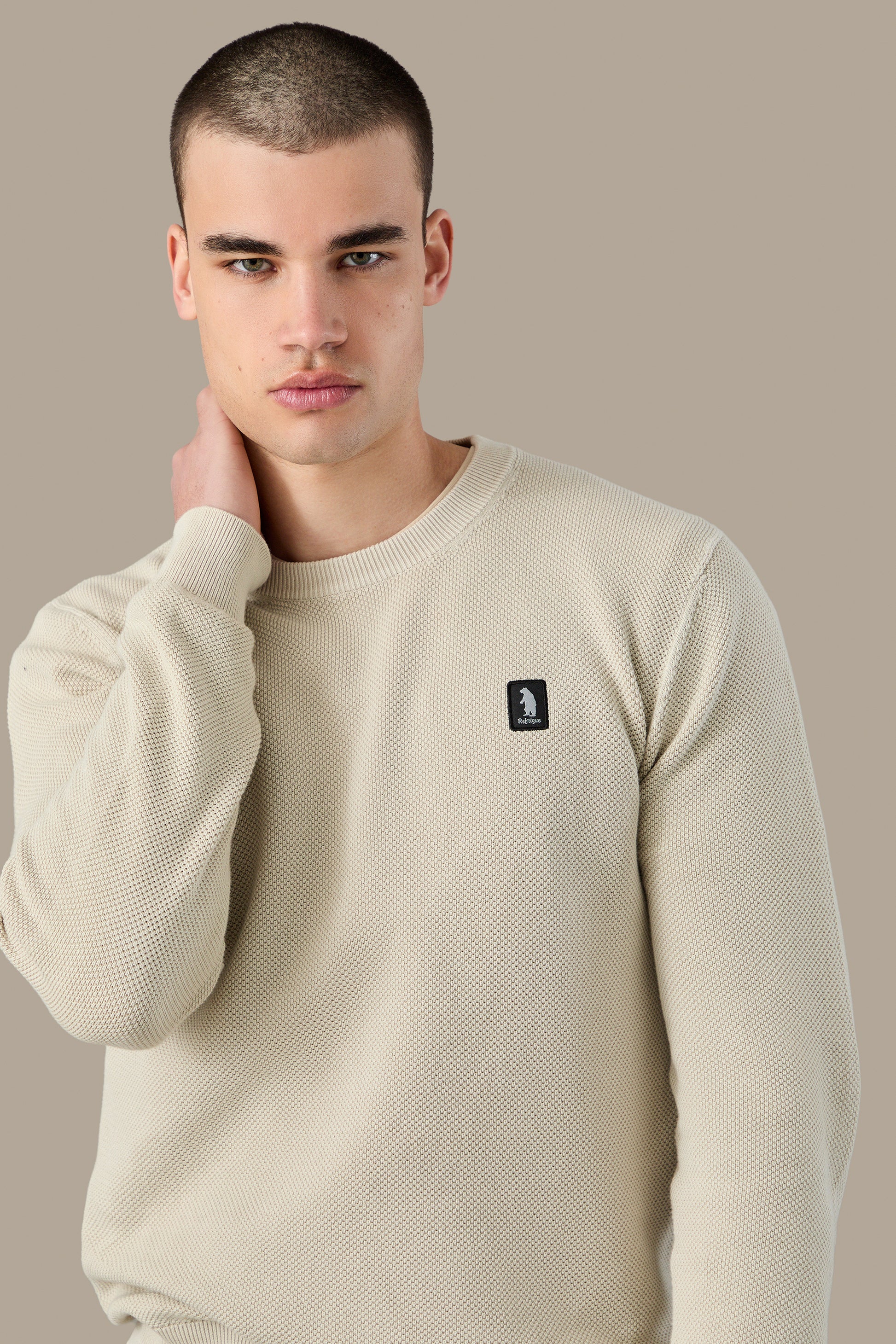 MAGLIA UOMO CREWNECK GRAIN OF RICE FOG | REFRIGUE
