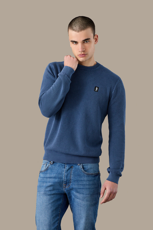 MAGLIA UOMO CREWNECK GRAIN OF RICE FOG | REFRIGUE