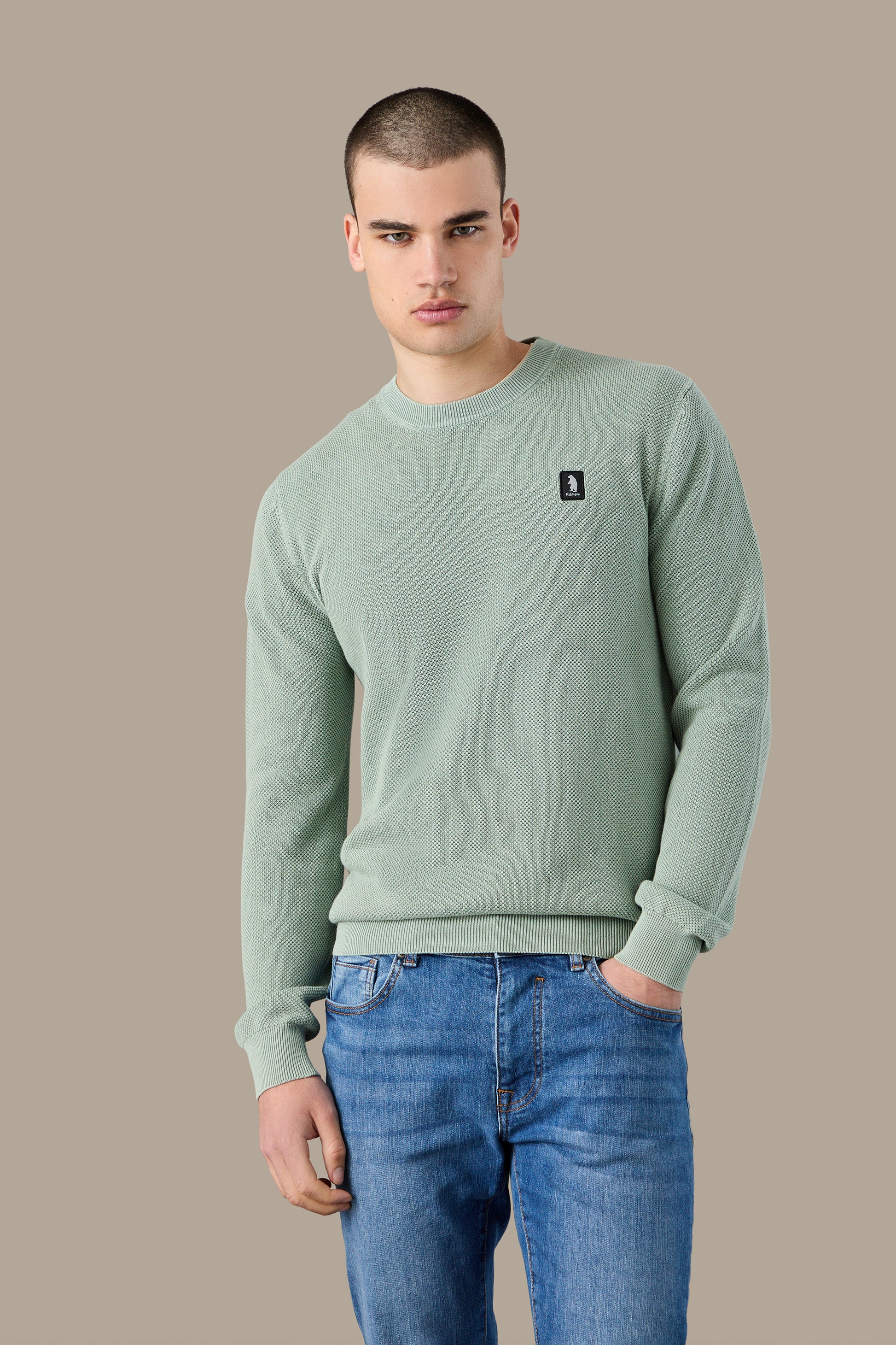 MAGLIA UOMO CREWNECK GRAIN OF RICE FOG | REFRIGUE
