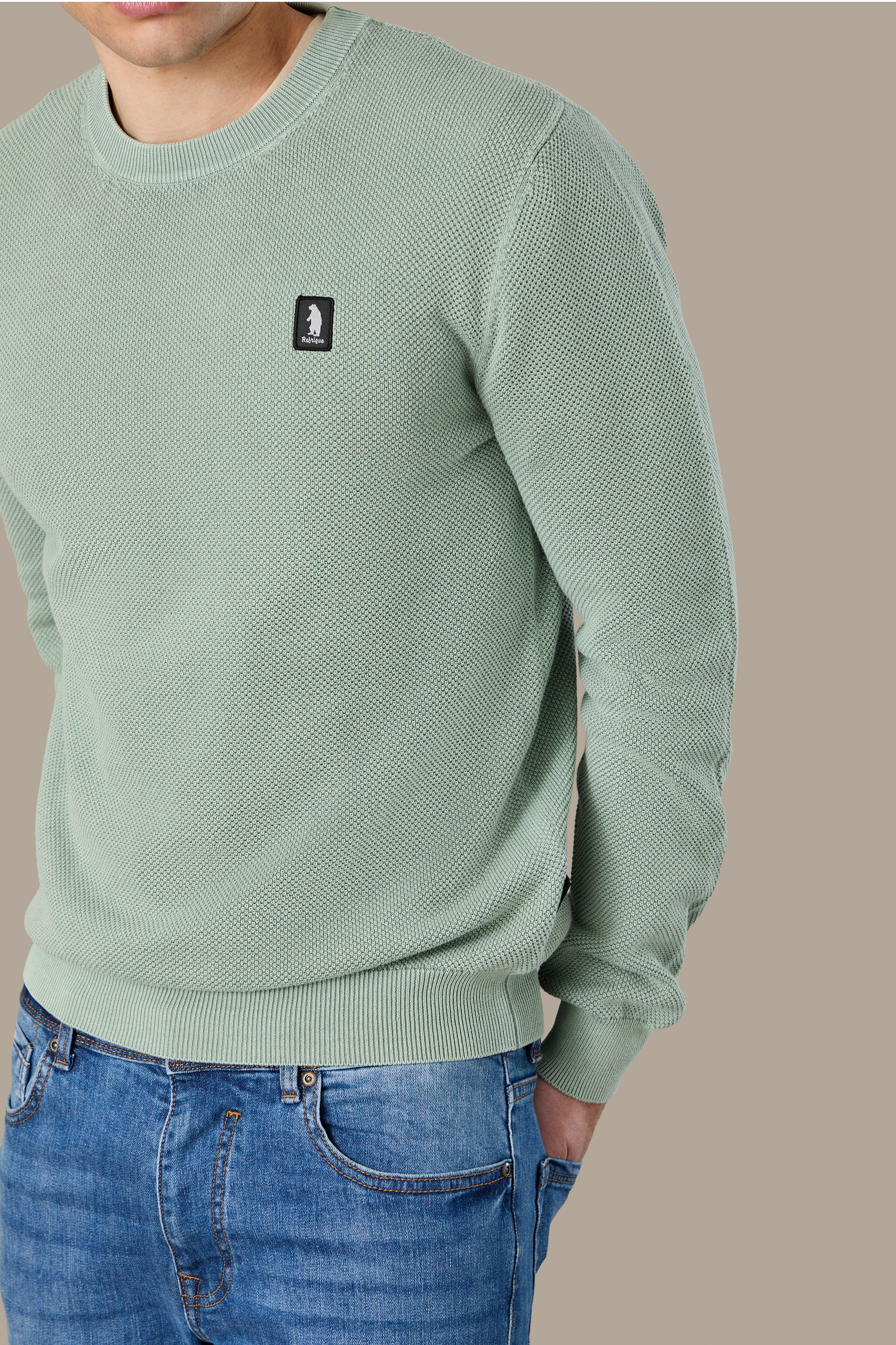 MAGLIA UOMO CREWNECK GRAIN OF RICE FOG | REFRIGUE
