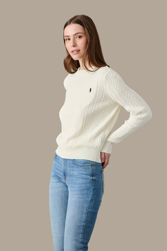 MAGLIA DONNA CABLE CREWNECK PINK | REFRIGUE