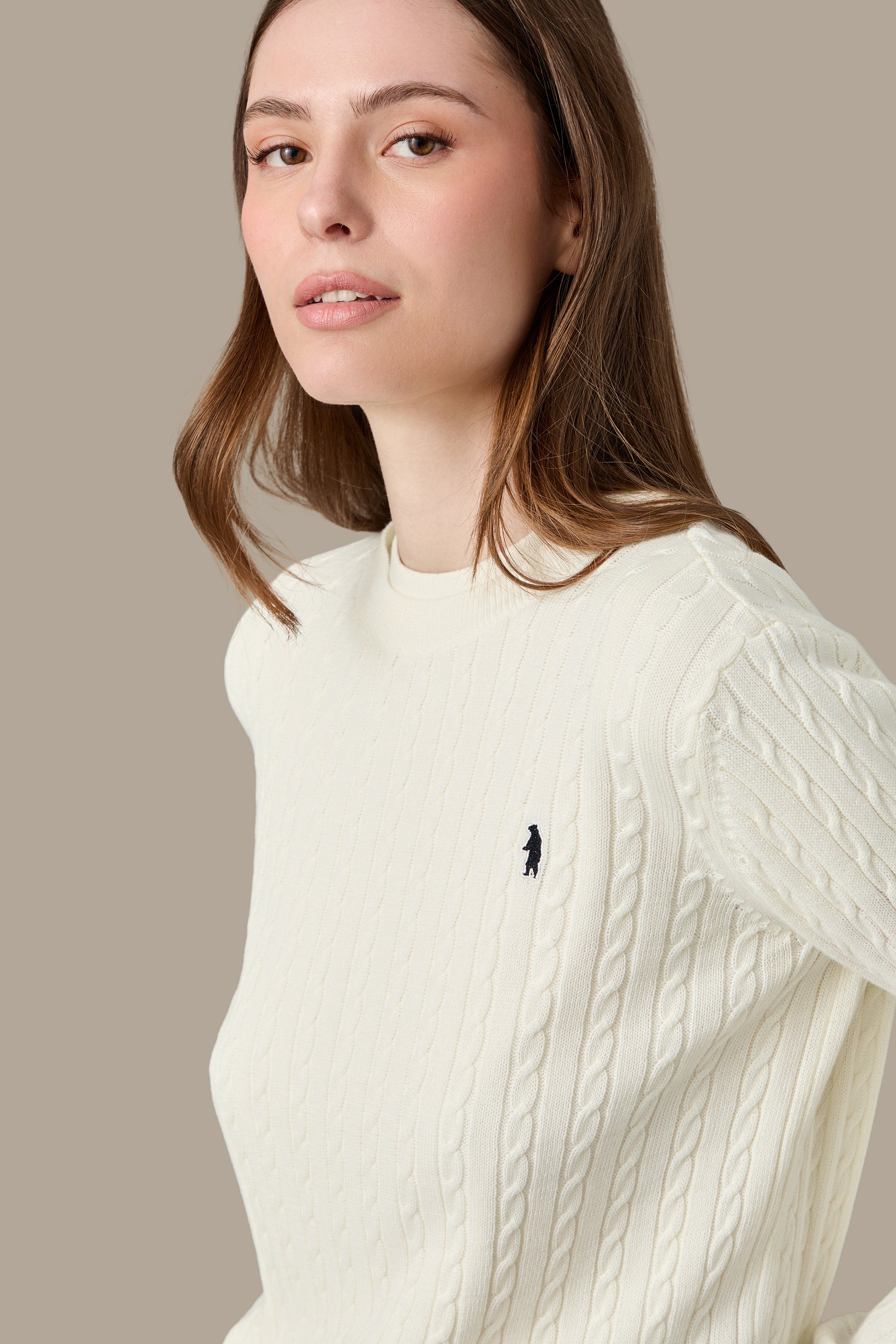 MAGLIA DONNA CABLE CREWNECK PINK | REFRIGUE
