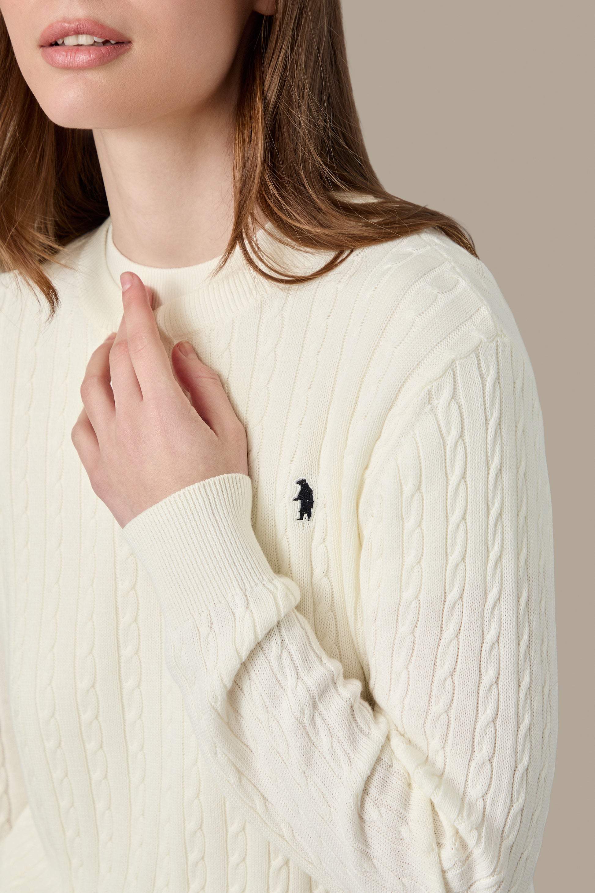 MAGLIA DONNA CABLE CREWNECK PINK | REFRIGUE
