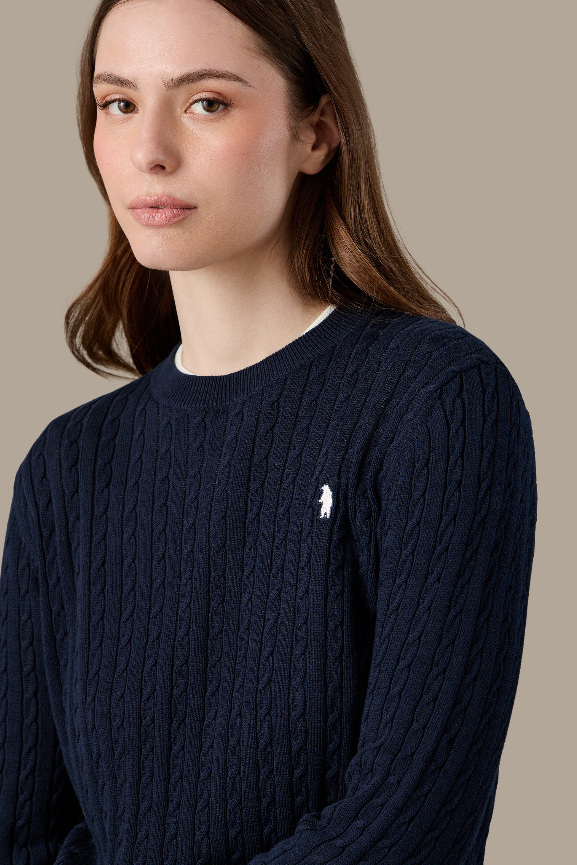 MAGLIA DONNA CABLE CREWNECK PINK | REFRIGUE
