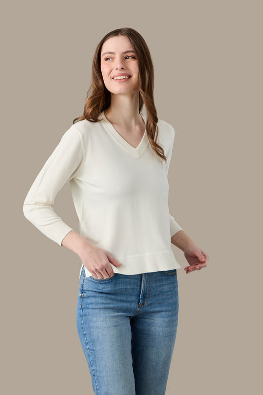 MAGLIA DONNA V NECK LIGHT BLUE | REFRIGUE
