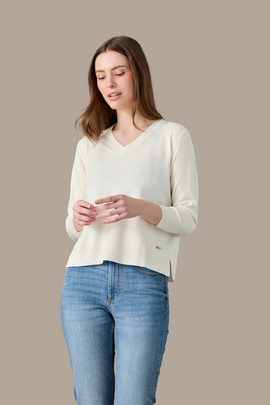 MAGLIA DONNA V NECK LIGHT BLUE | REFRIGUE