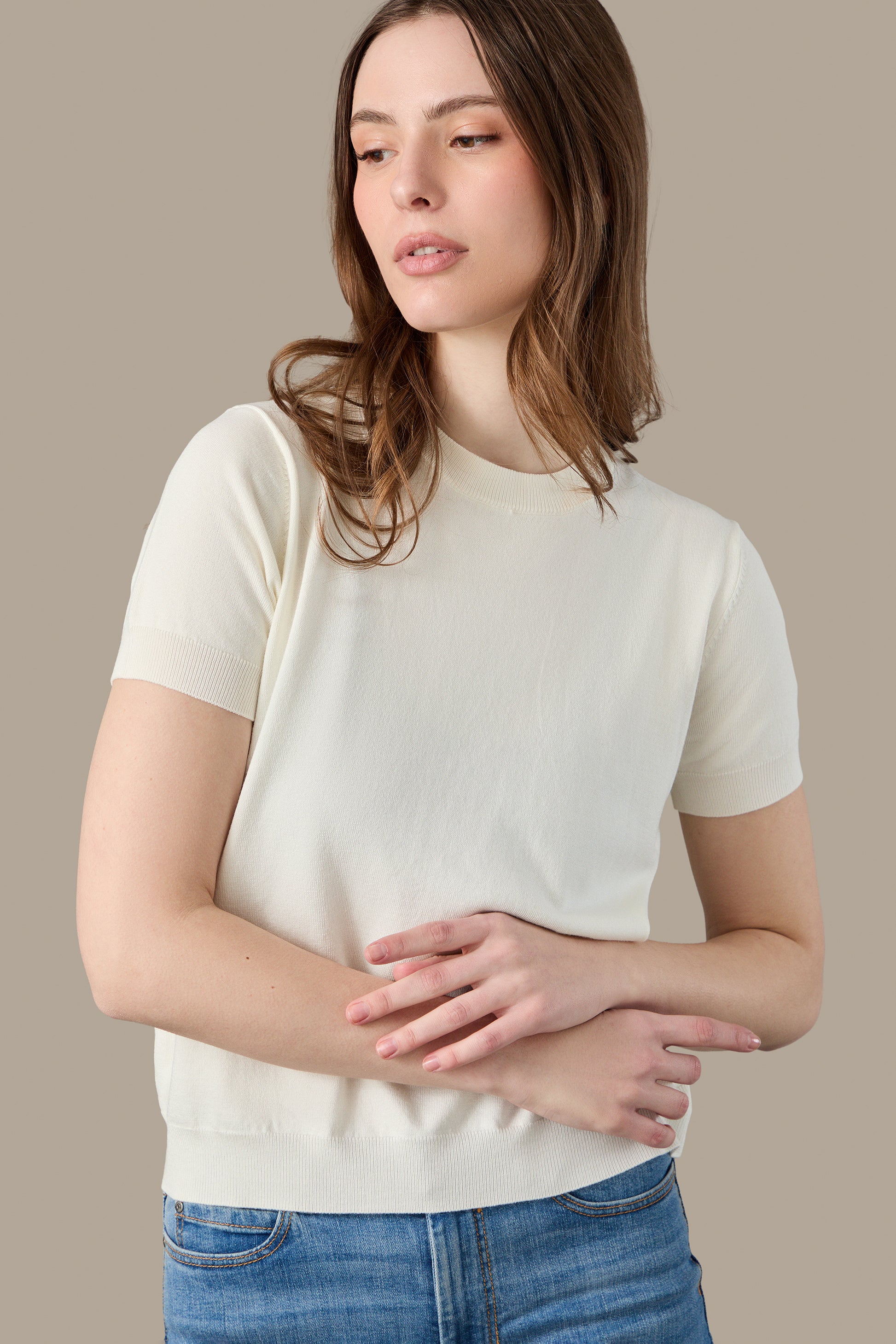 MAGLIA DONNA T-SHIRT KNIT W LIGHT BLUE | REFRIGUE
