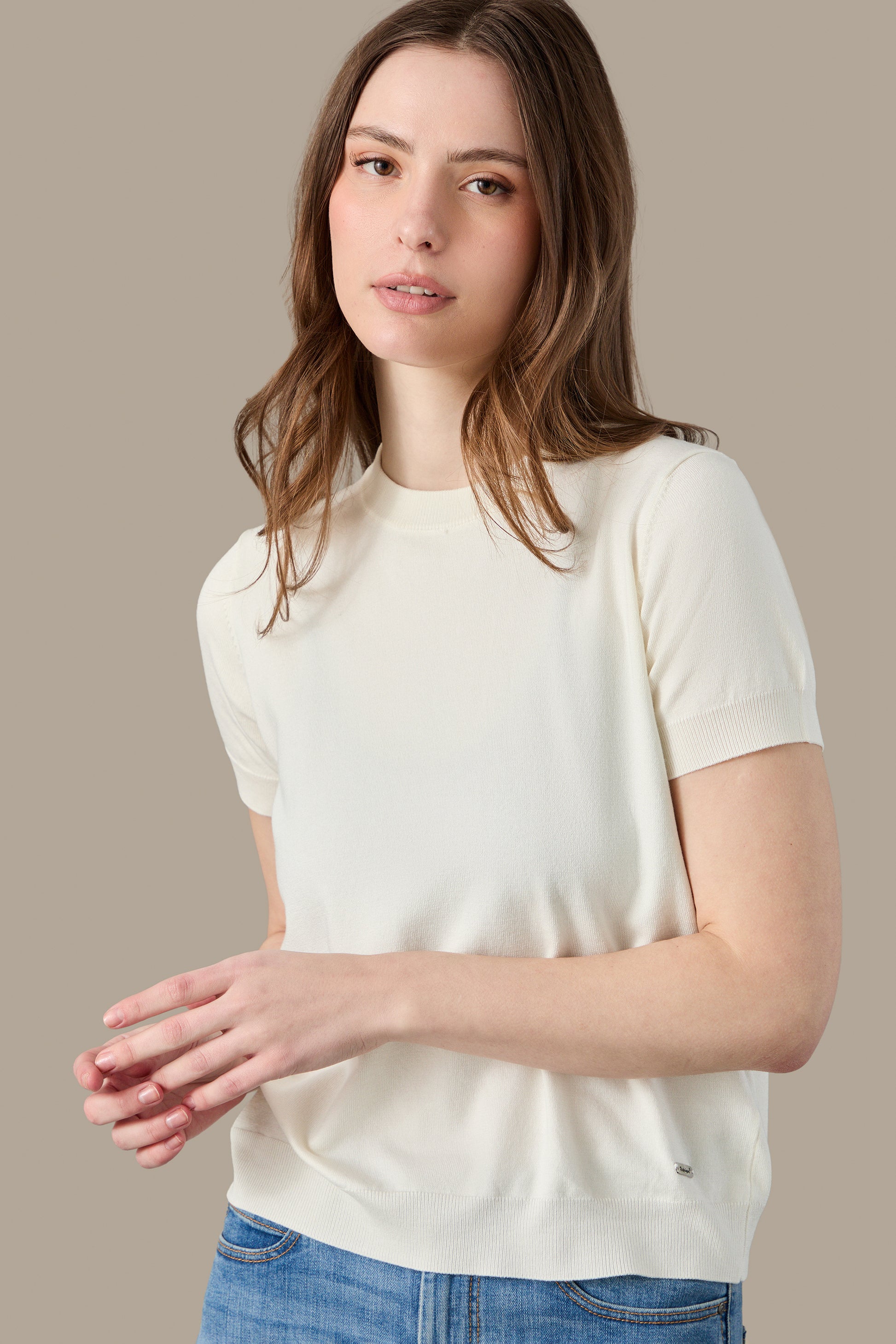MAGLIA DONNA T-SHIRT KNIT W LIGHT BLUE | REFRIGUE
