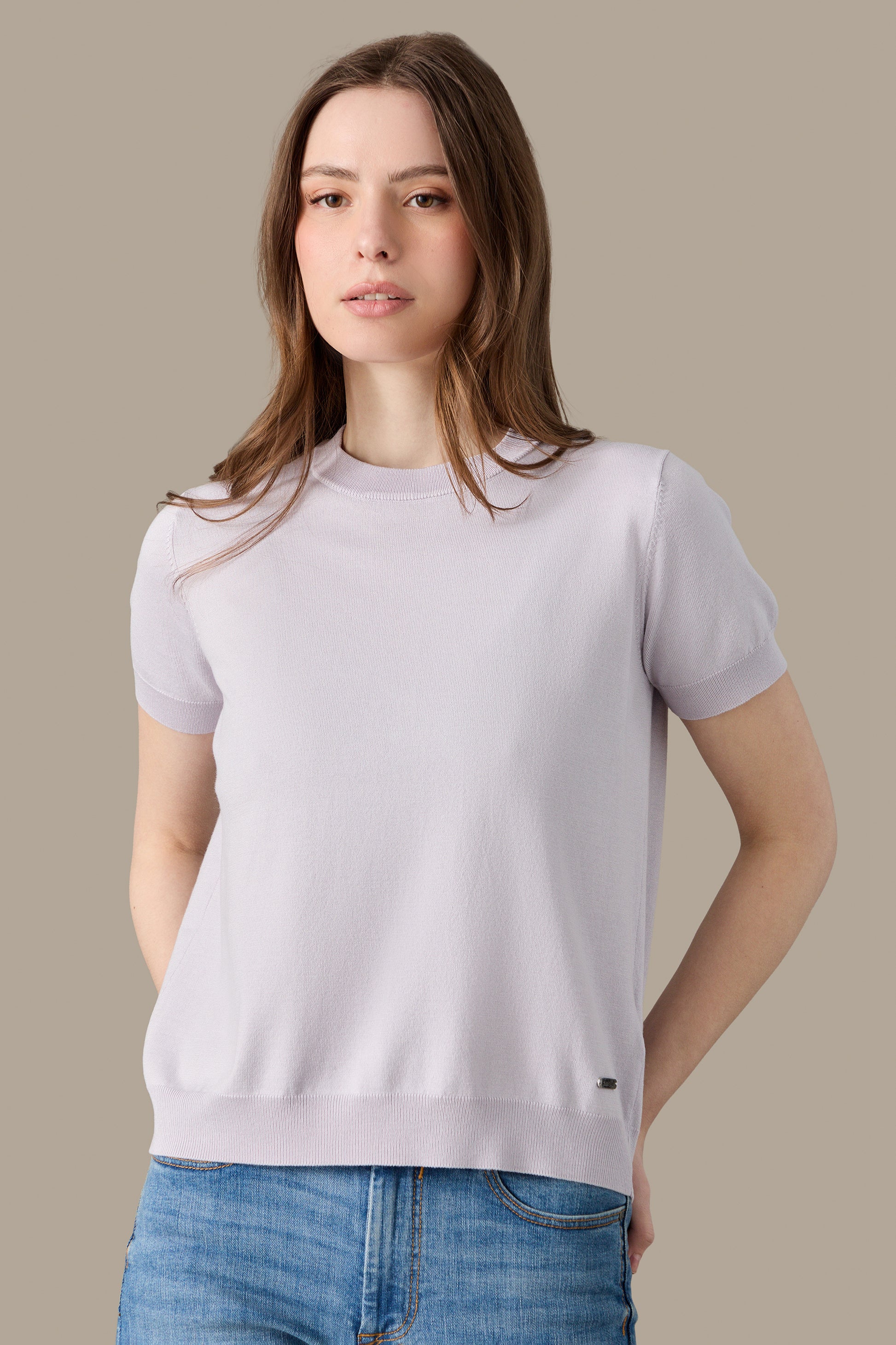 MAGLIA DONNA T-SHIRT KNIT W LIGHT BLUE | REFRIGUE
