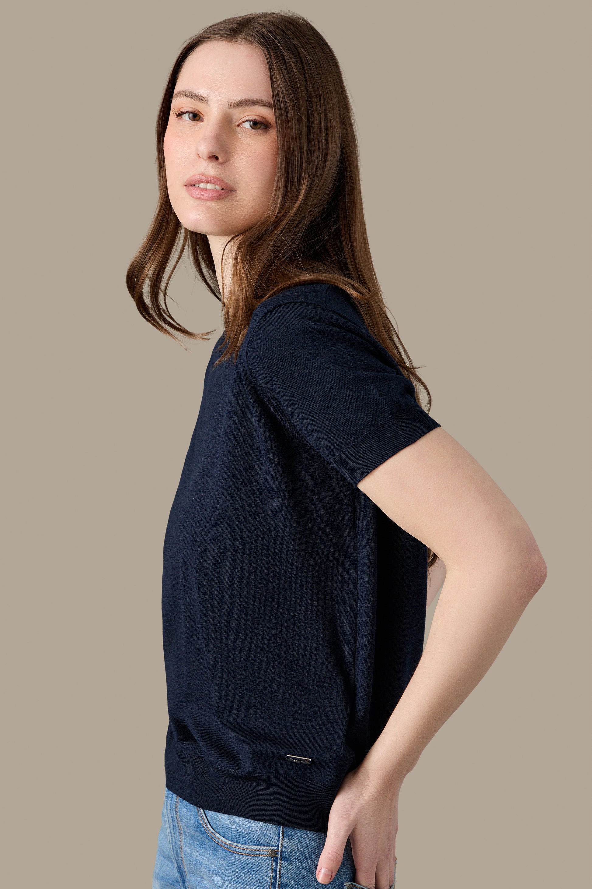 MAGLIA DONNA T-SHIRT KNIT W LIGHT BLUE | REFRIGUE
