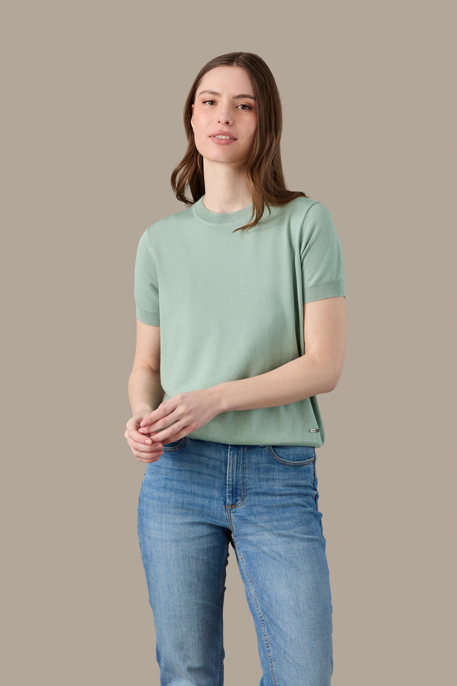 MAGLIA DONNA T-SHIRT KNIT W LIGHT BLUE | REFRIGUE
