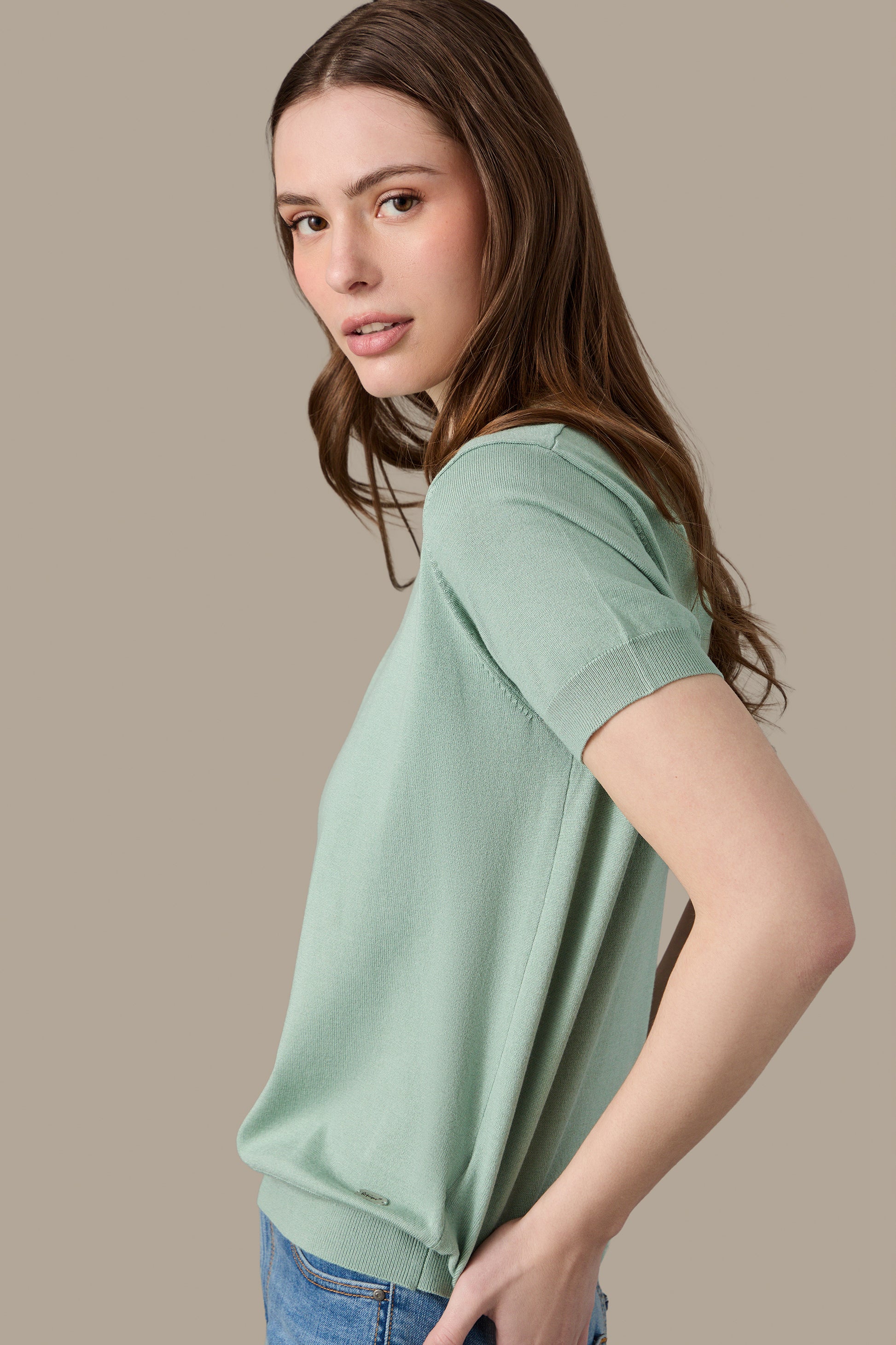 MAGLIA DONNA T-SHIRT KNIT W LIGHT BLUE | REFRIGUE
