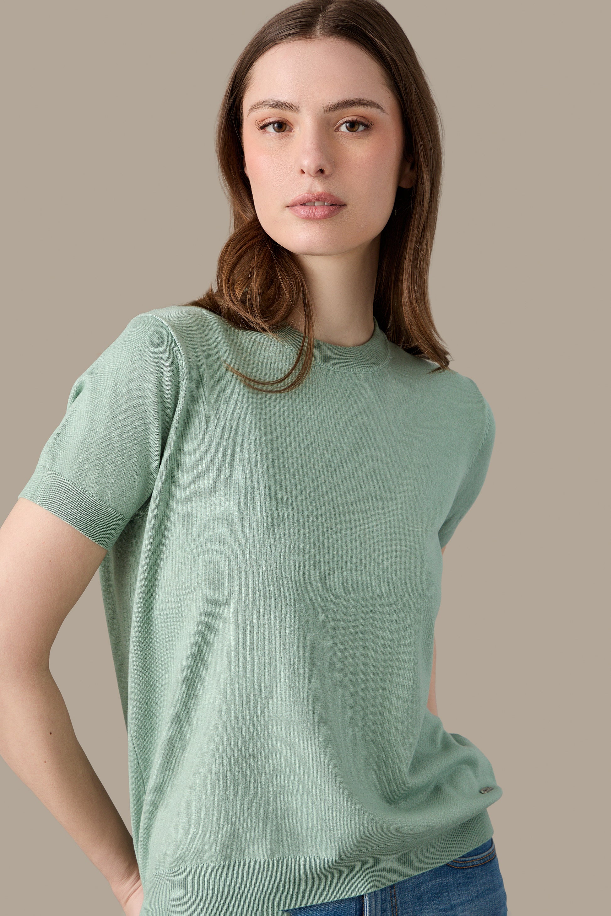 MAGLIA DONNA T-SHIRT KNIT W LIGHT BLUE | REFRIGUE
