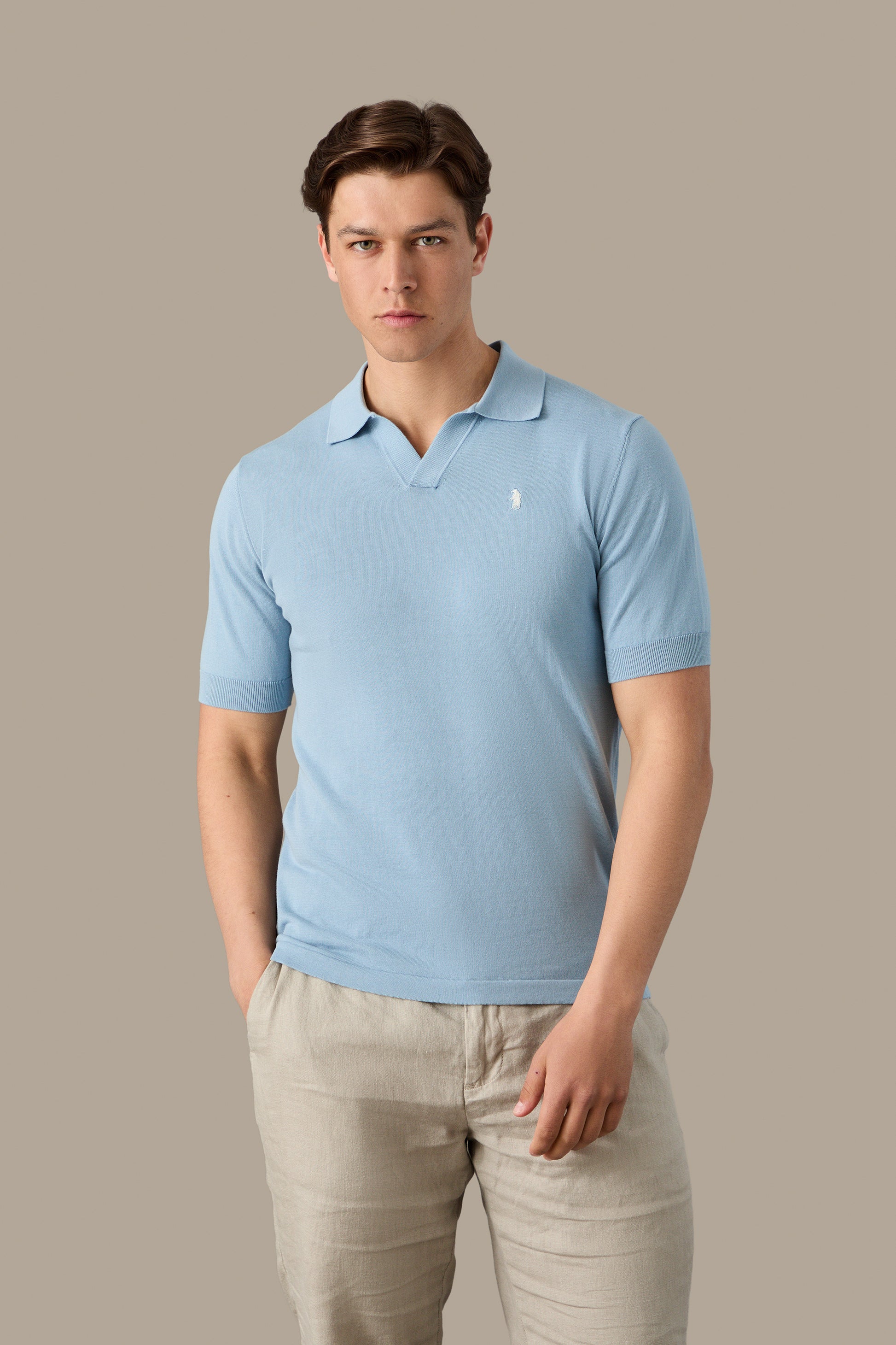 MAGLIA UOMO POLO KNIT V NECK WHITE | REFRIGUE
