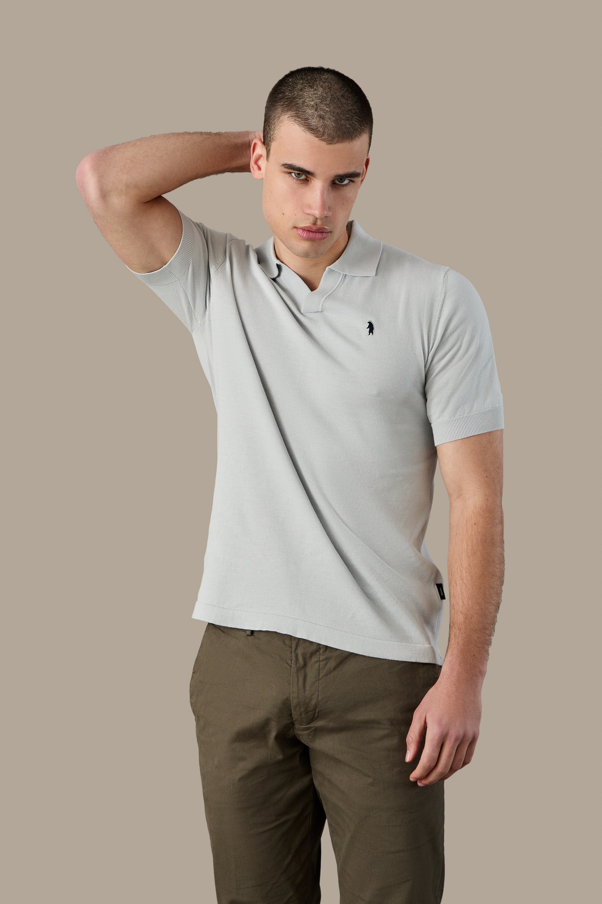 MAGLIA UOMO POLO KNIT V NECK WHITE | REFRIGUE

