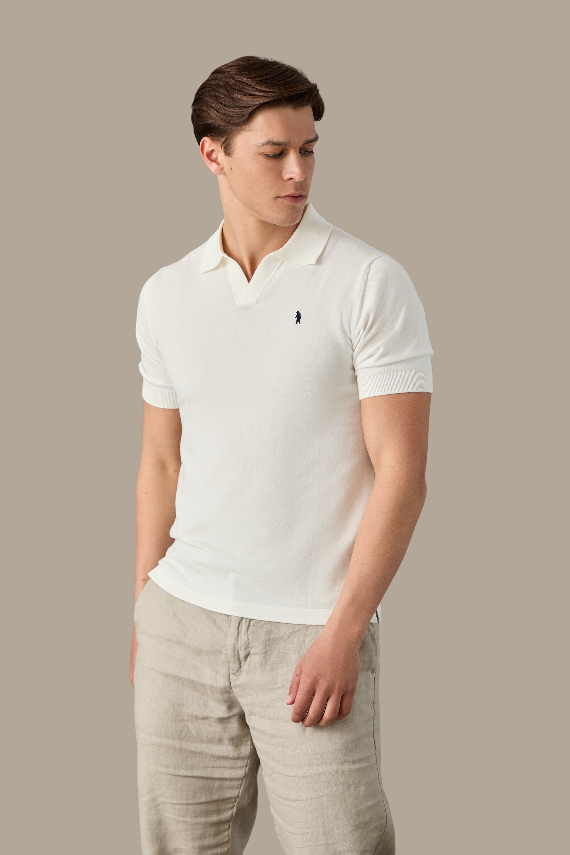 MAGLIA UOMO POLO KNIT V NECK WHITE | REFRIGUE
