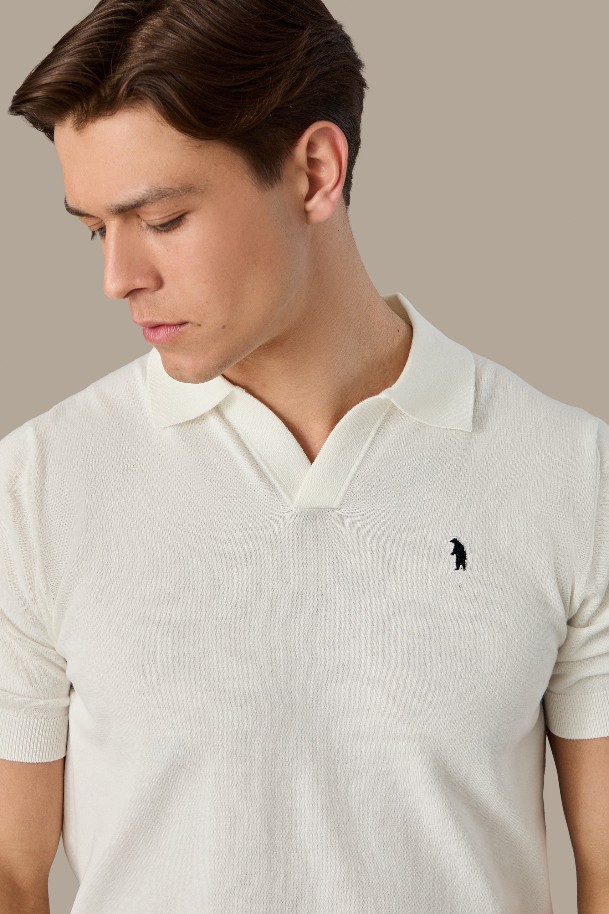 MAGLIA UOMO POLO KNIT V NECK WHITE | REFRIGUE
