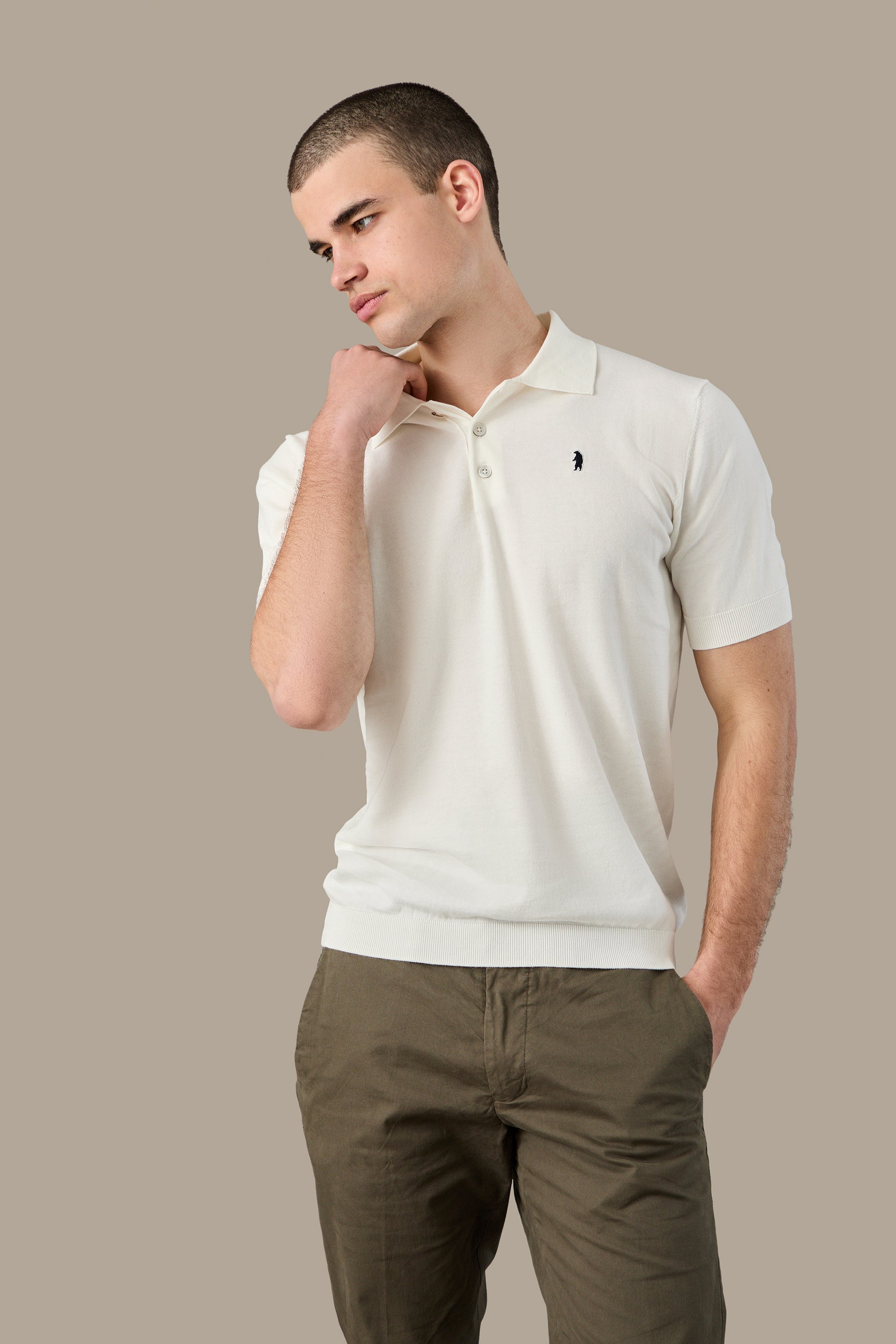 MAGLIA UOMO POLO KNIT WHITE | REFRIGUE
