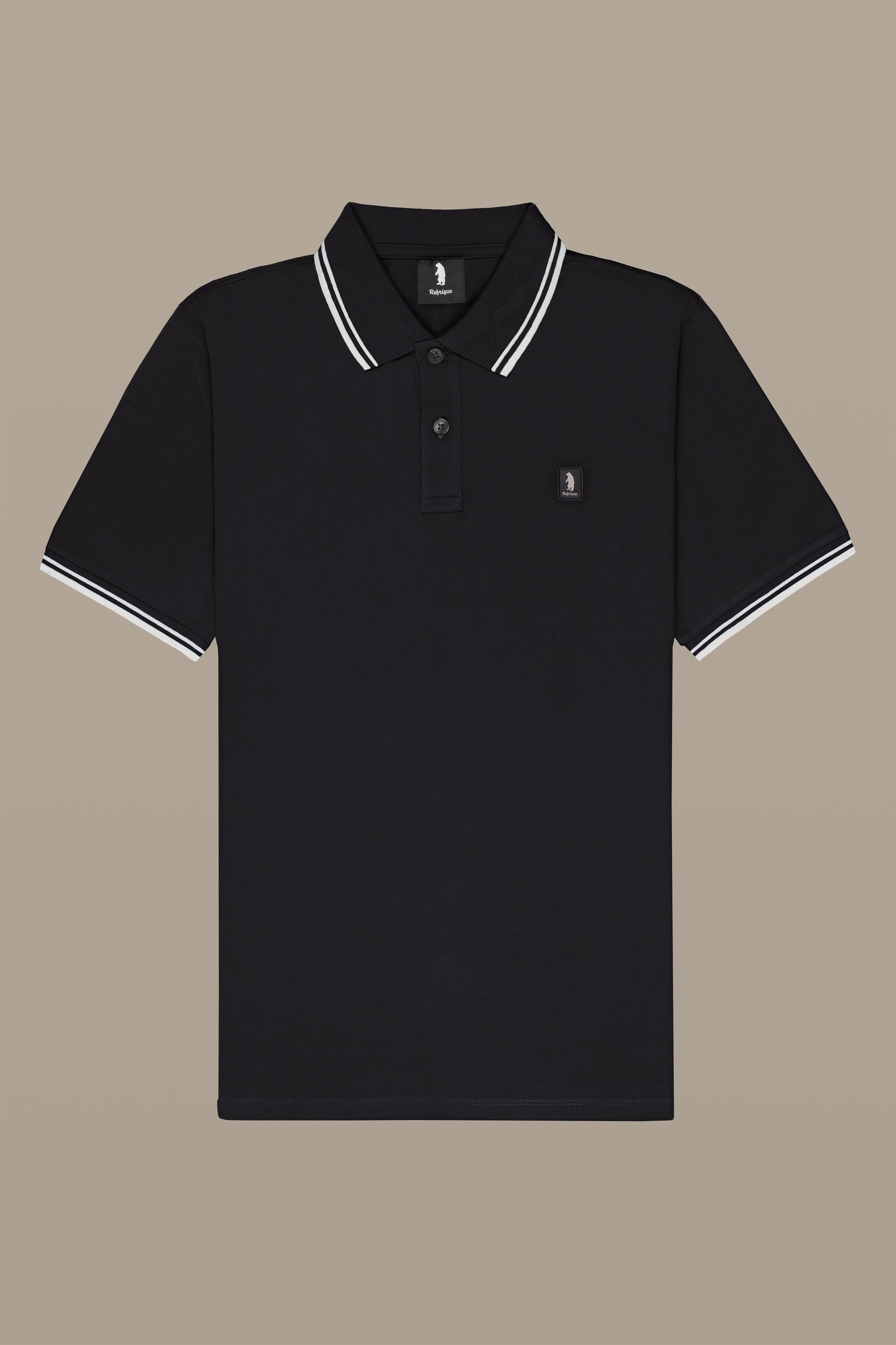 POLO UOMO POLO TWO STRIPES PATCH BLACK | REFRIGUE
