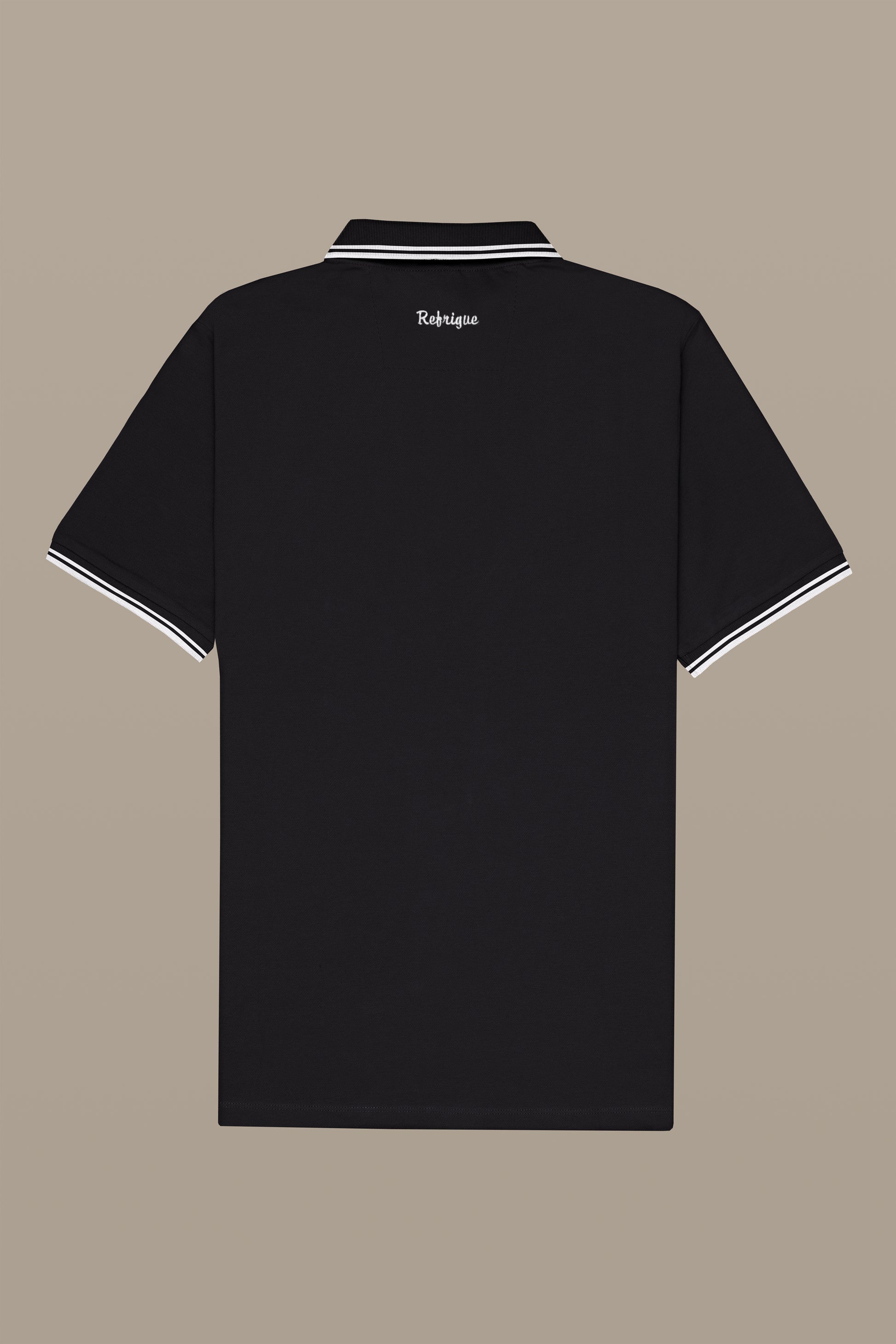 POLO UOMO POLO TWO STRIPES PATCH BLACK | REFRIGUE
