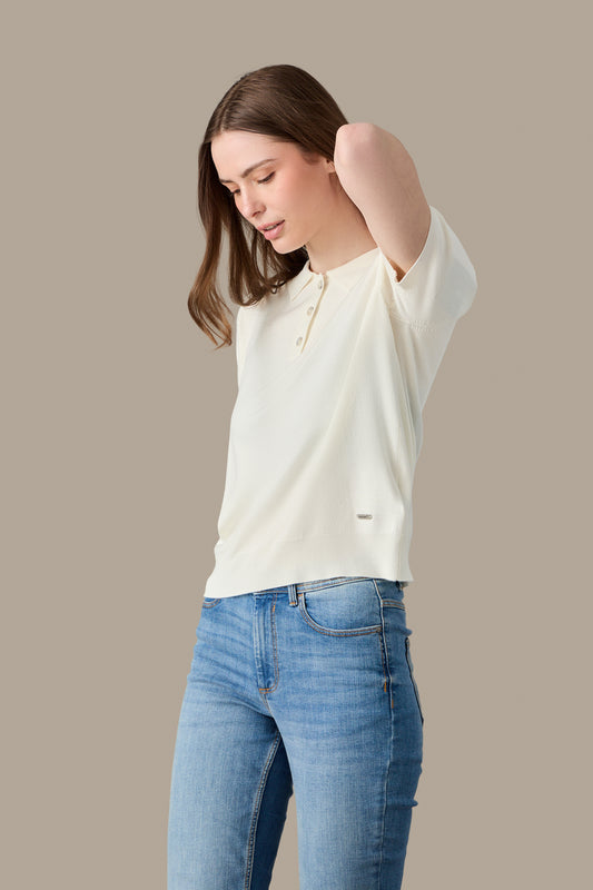 MAGLIA POLO KNIT W LIGHT BLUE | REFRIGUE