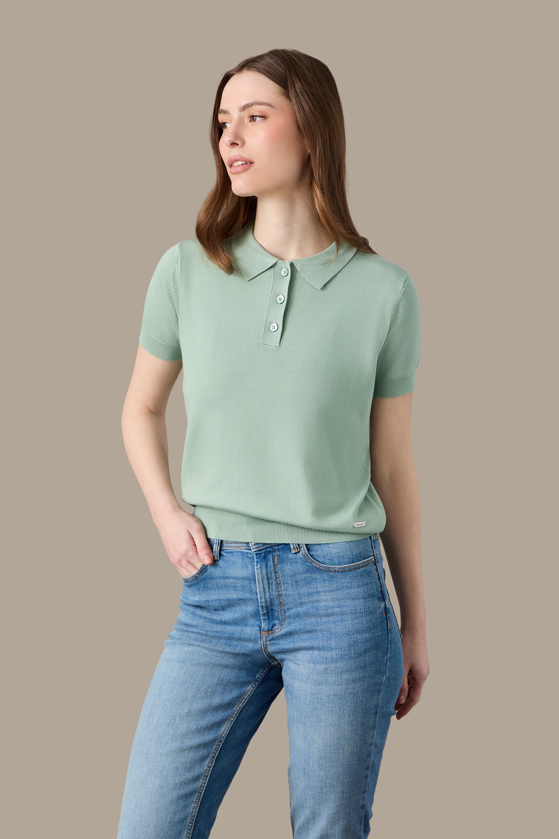 MAGLIA POLO KNIT W SAGE | REFRIGUE
